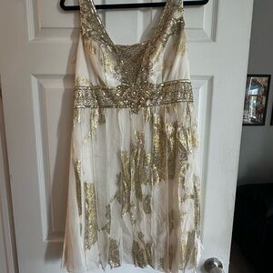 Sue Wong Gold and Cream Dress